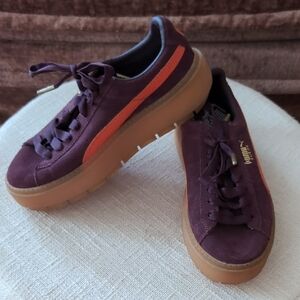 Puma Women's Burgundy and Orange Sneakers